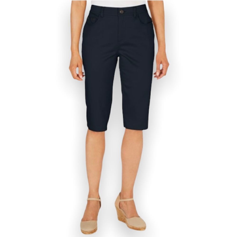 𝅺Women’s Charter Club Mid-rise Knee-length Skimmer Shorts Deepest Navy Size 16